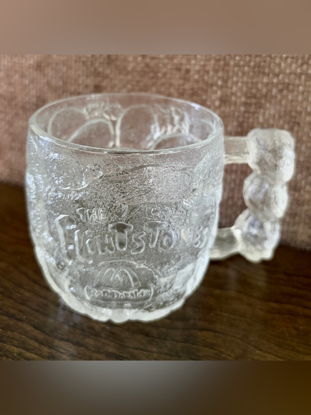 Vintage 1993 McDonald's "The Flintstones" Rocky Road glass mug RocDonald's logo